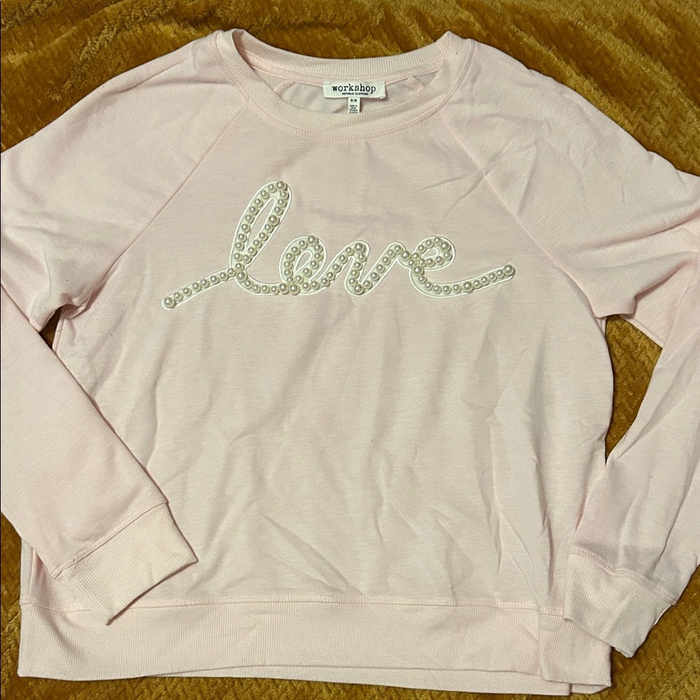 Workshop Republic Clothing Light Pink Love Hoodie